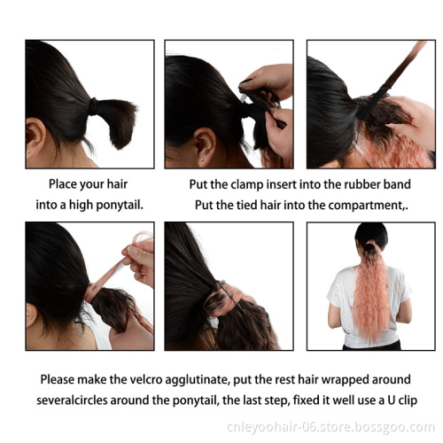 High temperature fiber health easy material ponytail long curly human hair